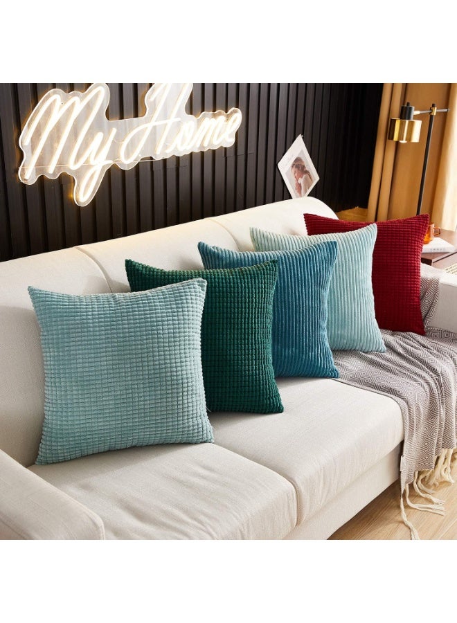 Pack of 2, Corduroy Soft Decorative Square Throw Pillow Cover Cushion Covers Pillowcase, Home Decor Decorations for Sofa Couch Bed Chair 16x16 Inch/40x40 cm (Striped Red) - Image 5